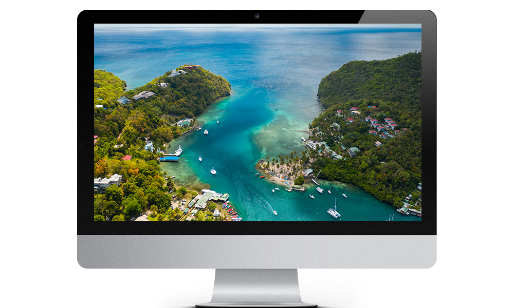 Marigot Bay St Lucia on iMac Screen