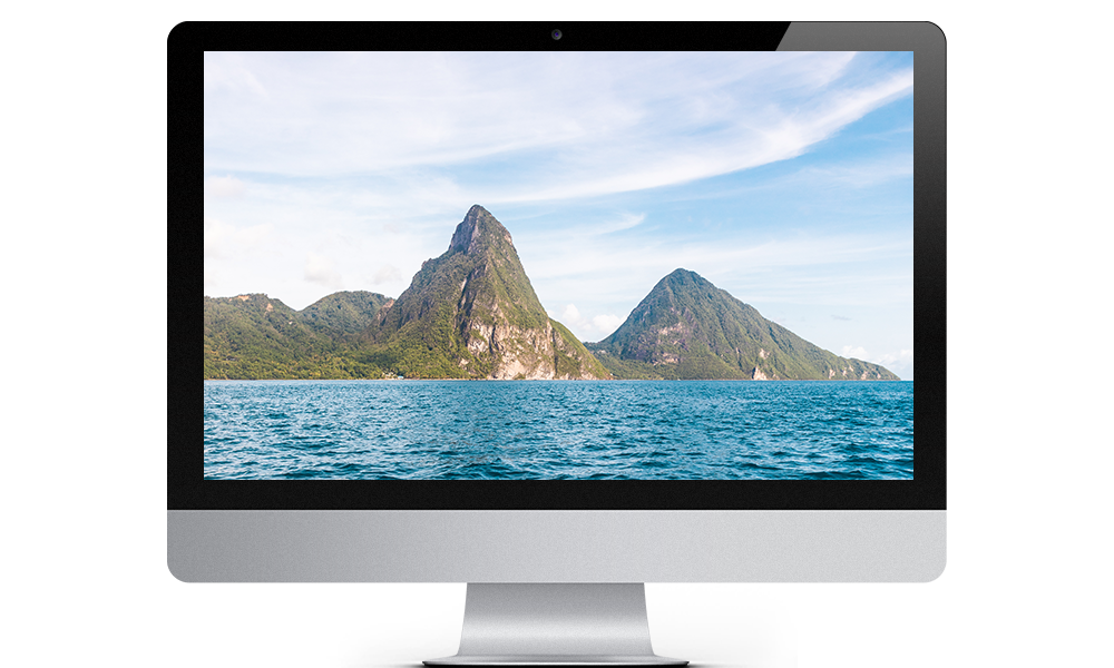 St Lucia Pitons on an iMac