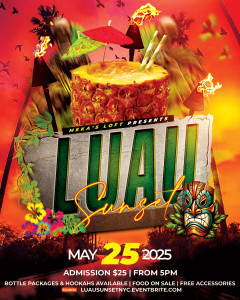 Meka's Loft Luau Sunset Party Flyer Design