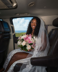 Portrait of a beautiful black bride about to get married in St Croix