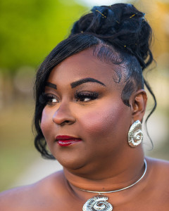 Portrait of a black woman celebrating her birthday